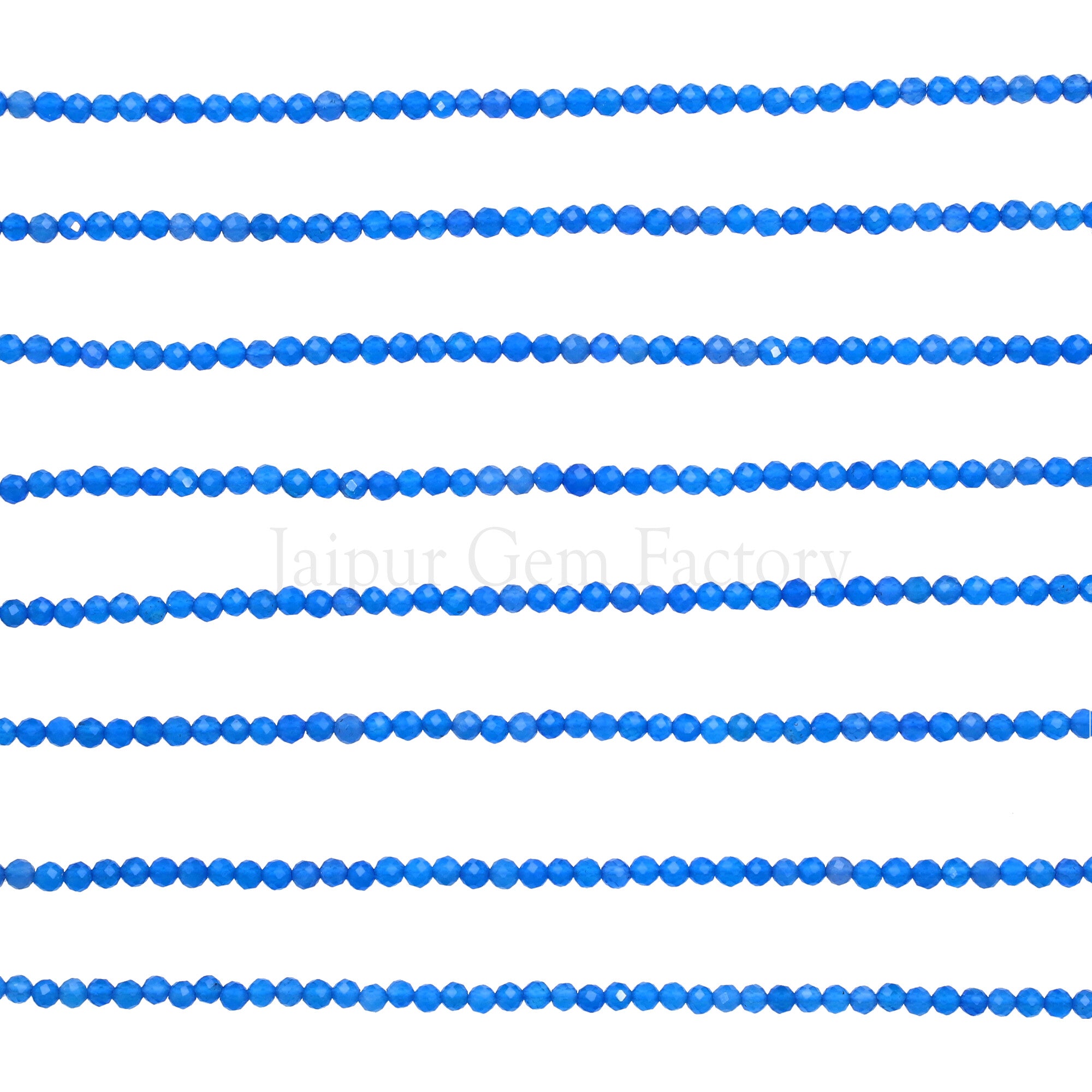 3 MM Blue Treated Chalcedony Faceted Round Beads 15 Inches Strand