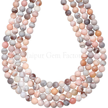 6 MM Pink Botswana Agate Smooth Round Beads 15 Inches Strand