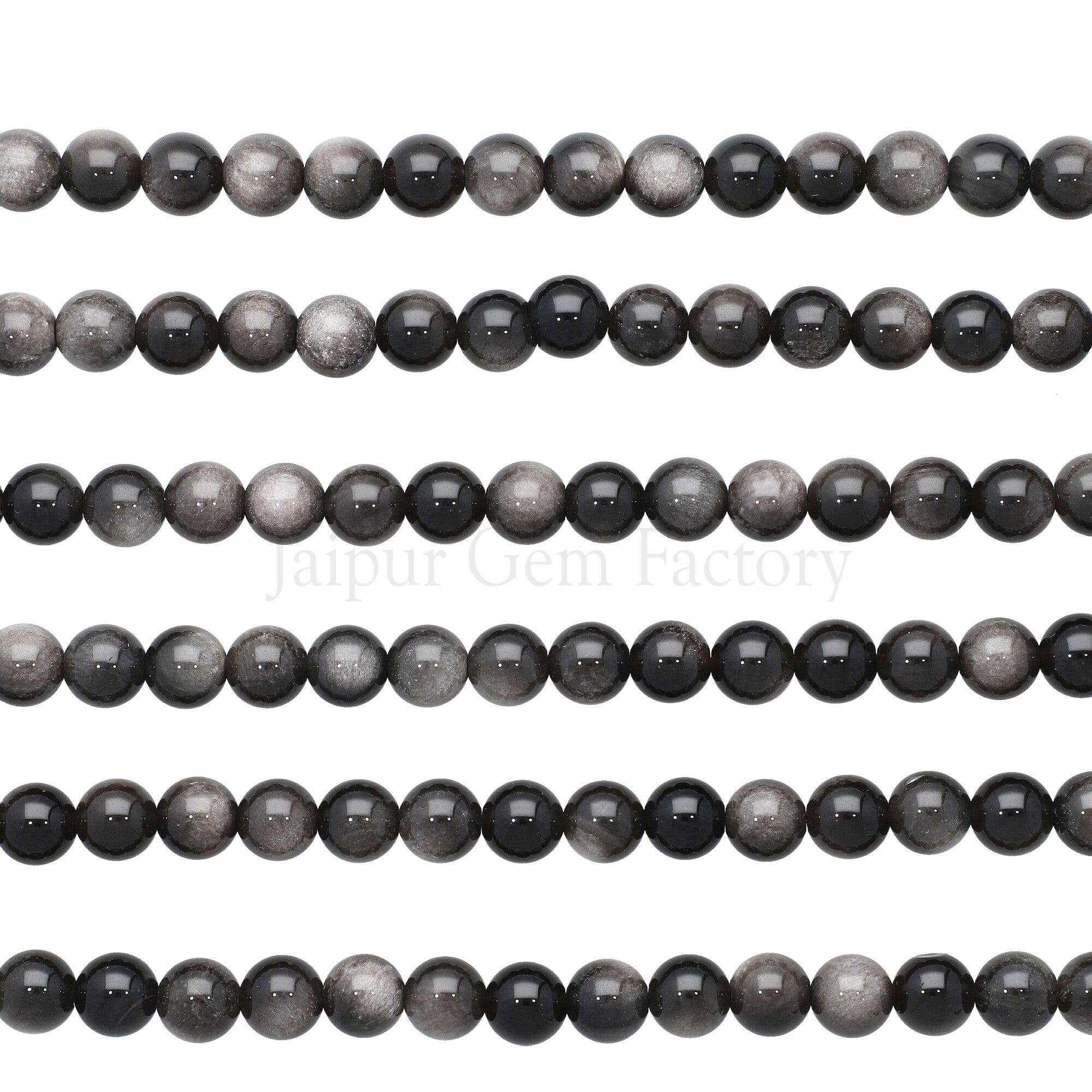8 MM Natural Silver Obsidian Smooth Round Beads 15 Inches Strand