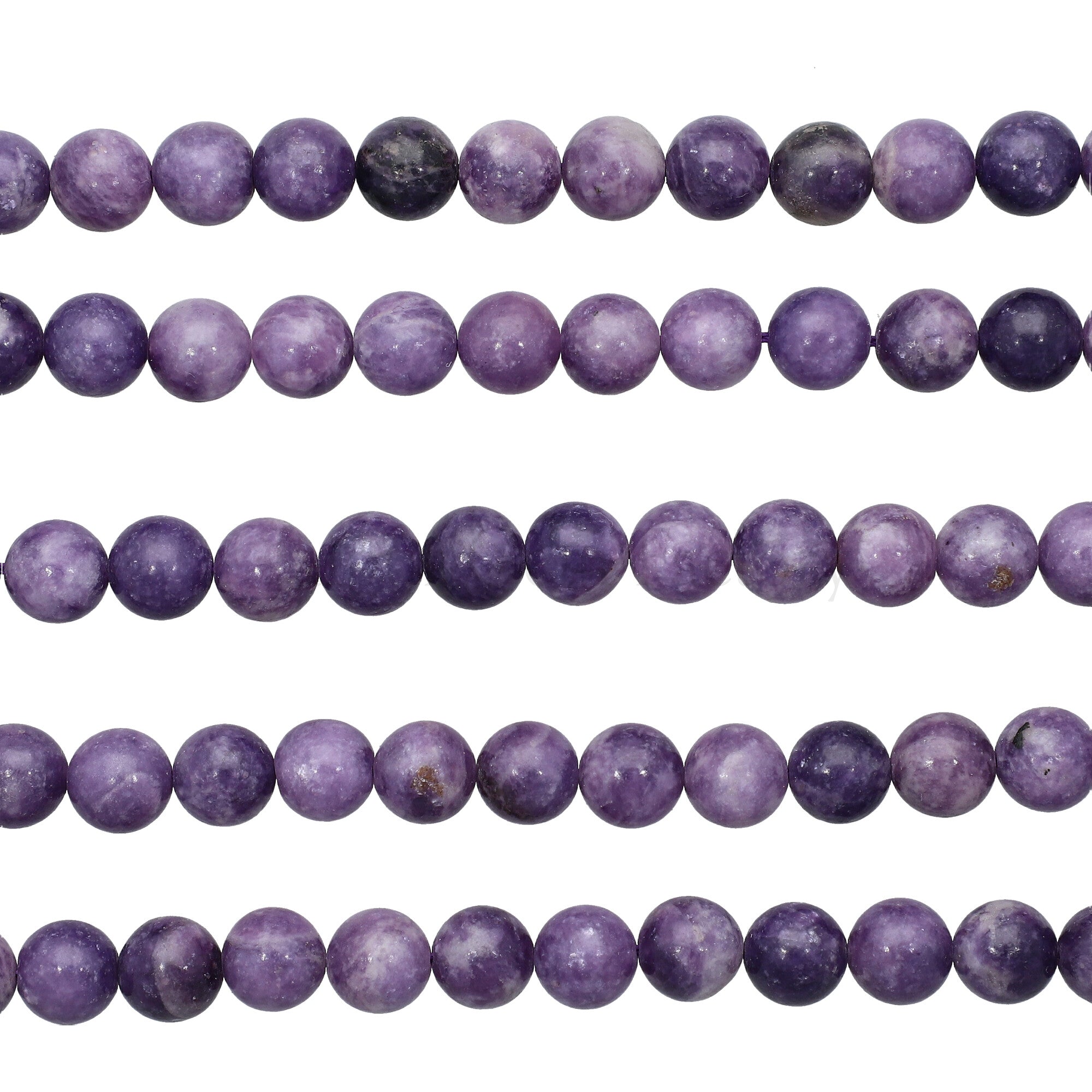 10 MM Natural Purple Lepidolite Smooth Round Beads 15 Inches Strand