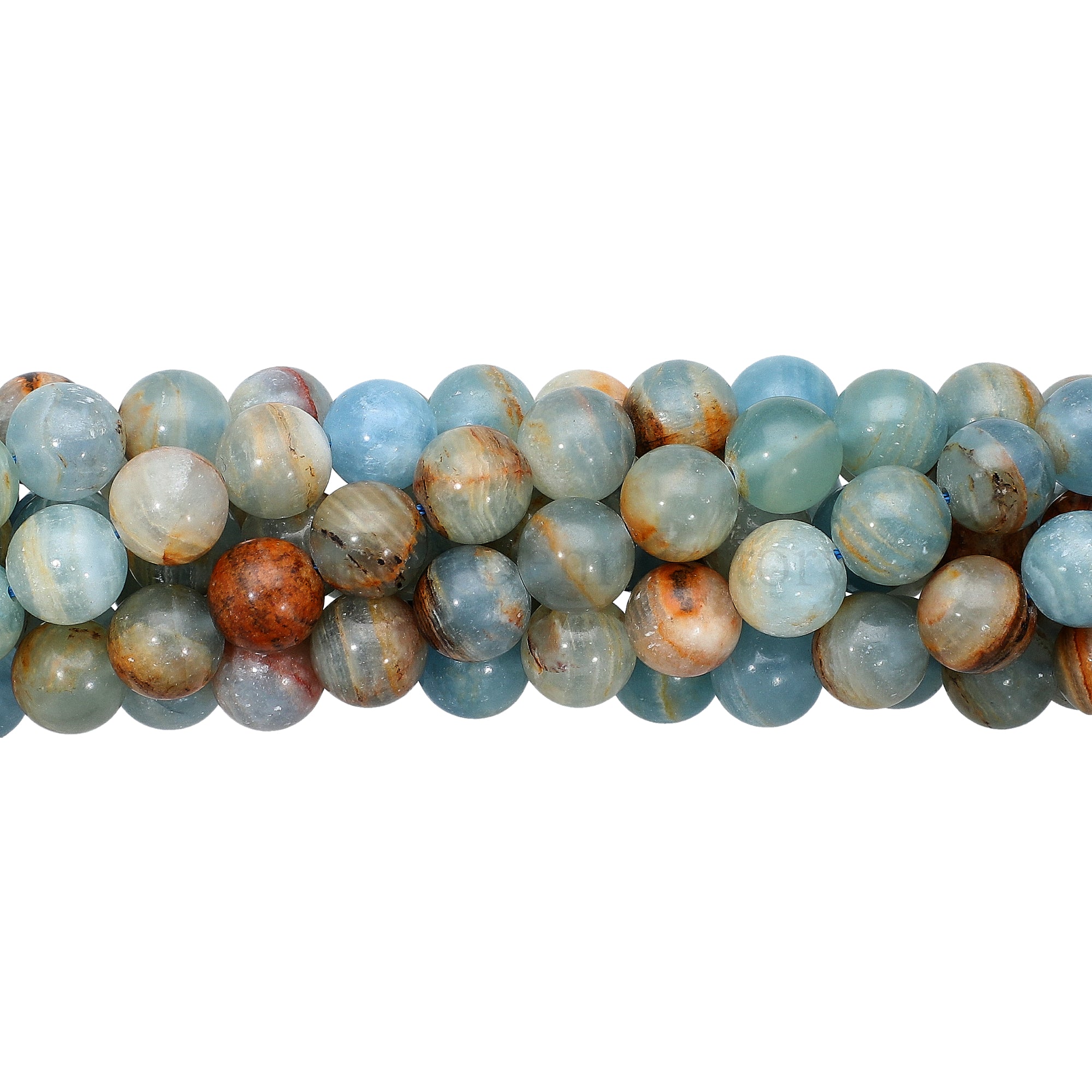 10 MM Blue Calcite Smooth Round Beads 14 Inches Strand