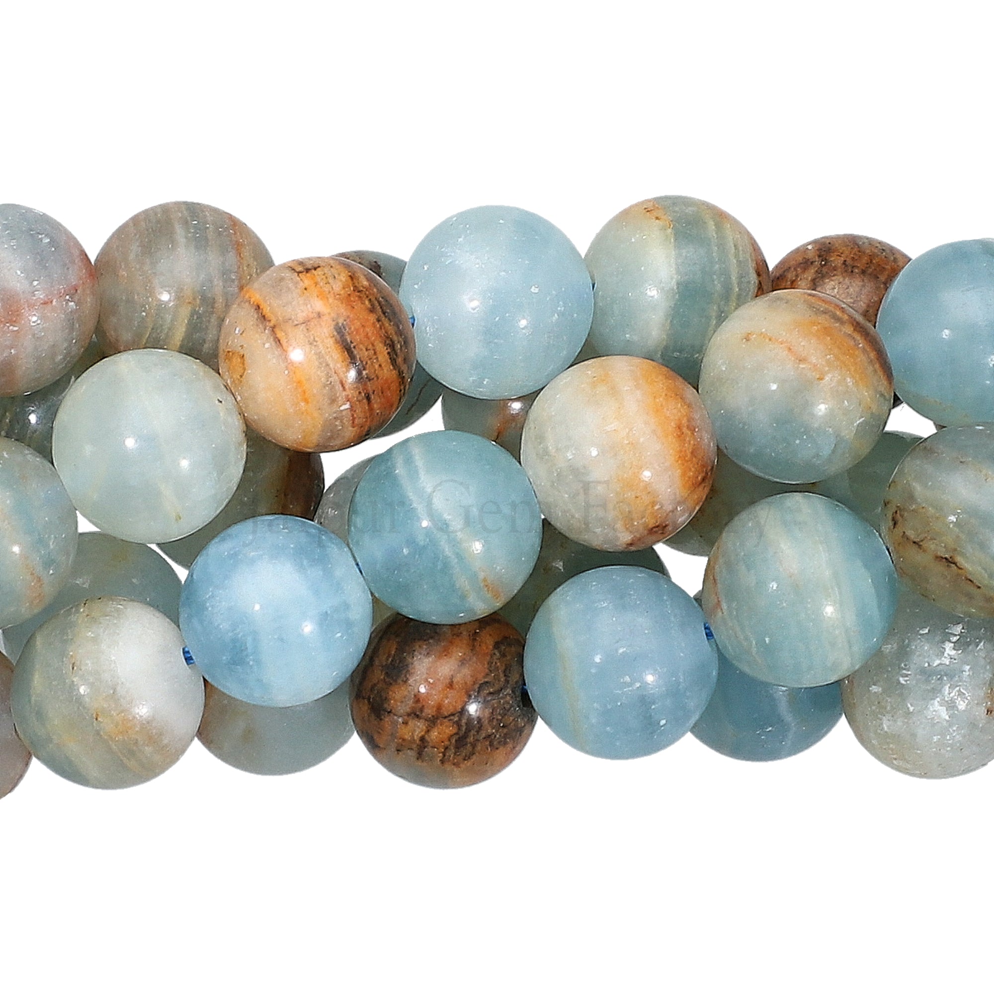 10 MM Blue Calcite Smooth Round Beads 14 Inches Strand