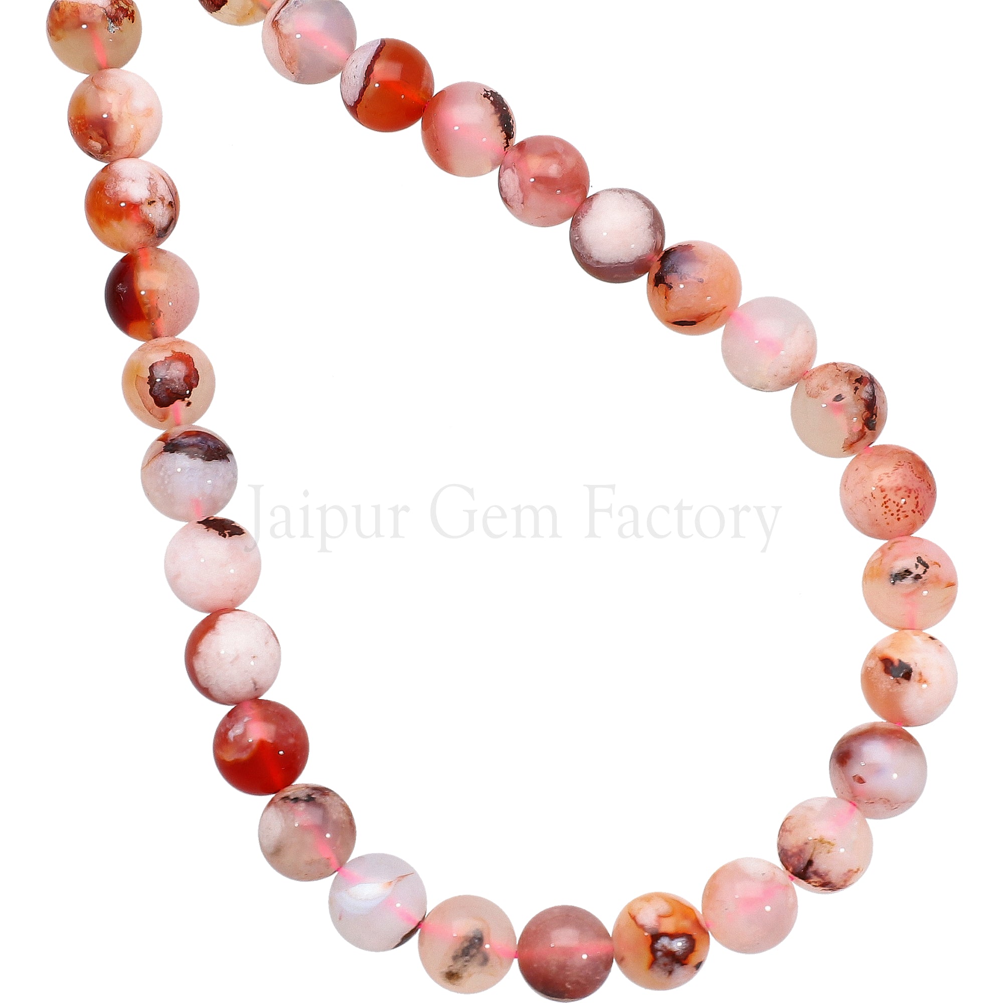 8 MM Cherry Blossom Agate Smooth Round Beads 14 Inches Strand