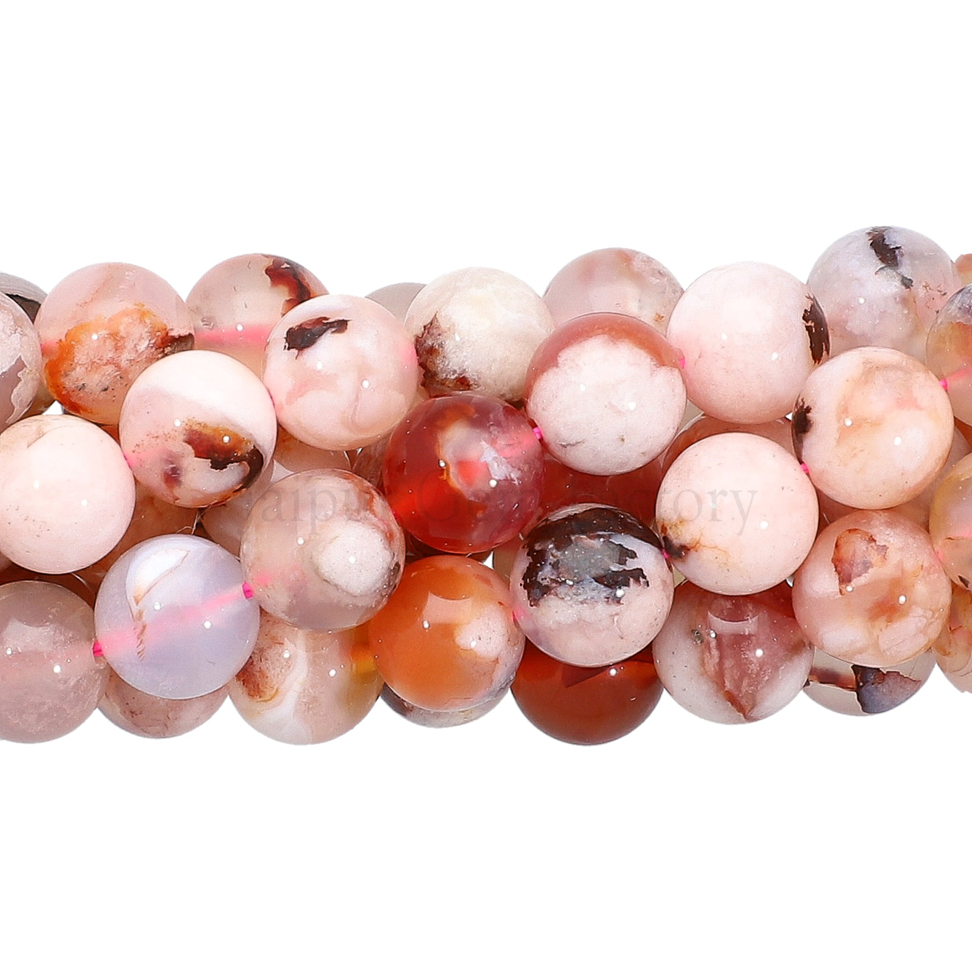 8 MM Cherry Blossom Agate Smooth Round Beads 14 Inches Strand
