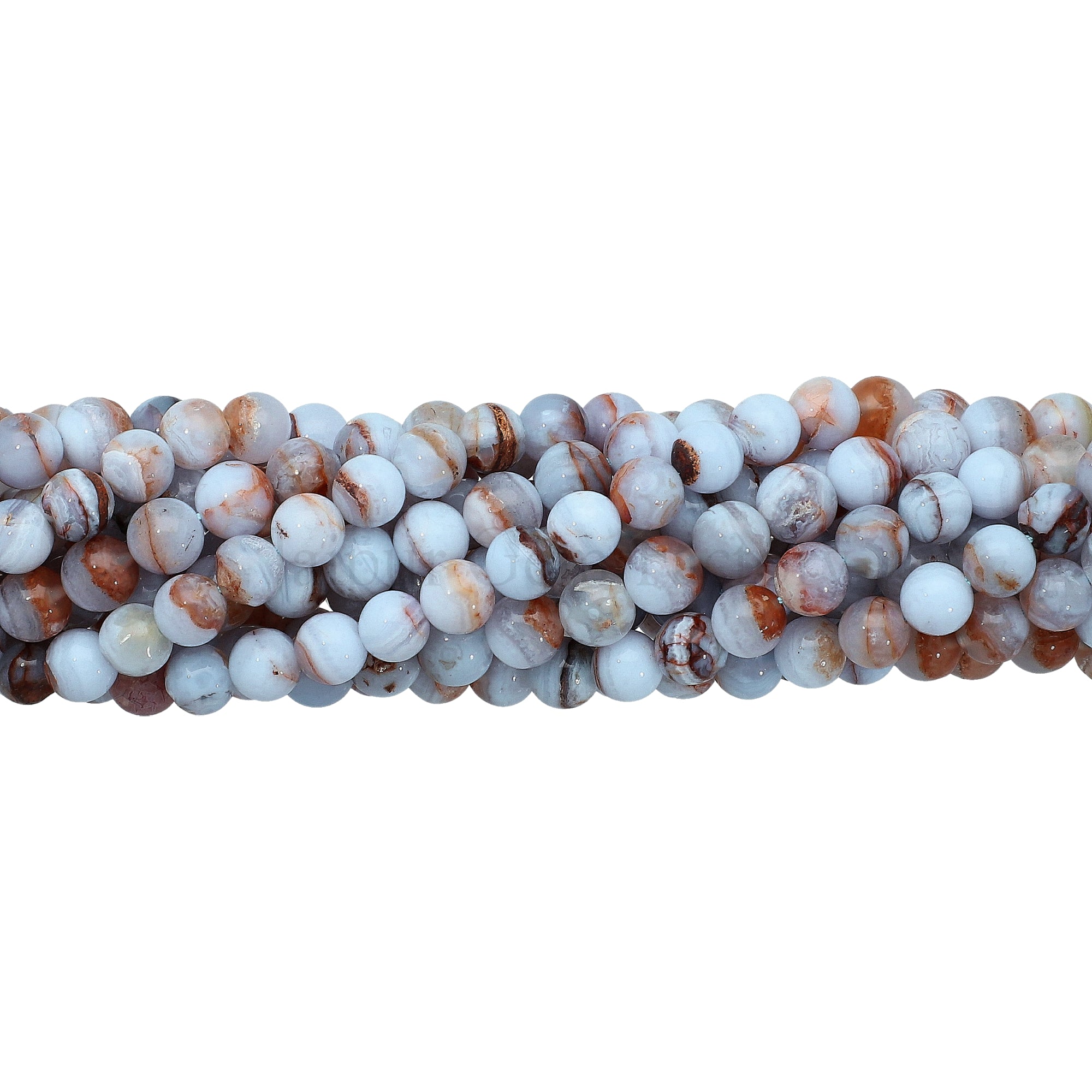 6 MM Blue Lace Agate Smooth Round Beads 14 Inches Strand
