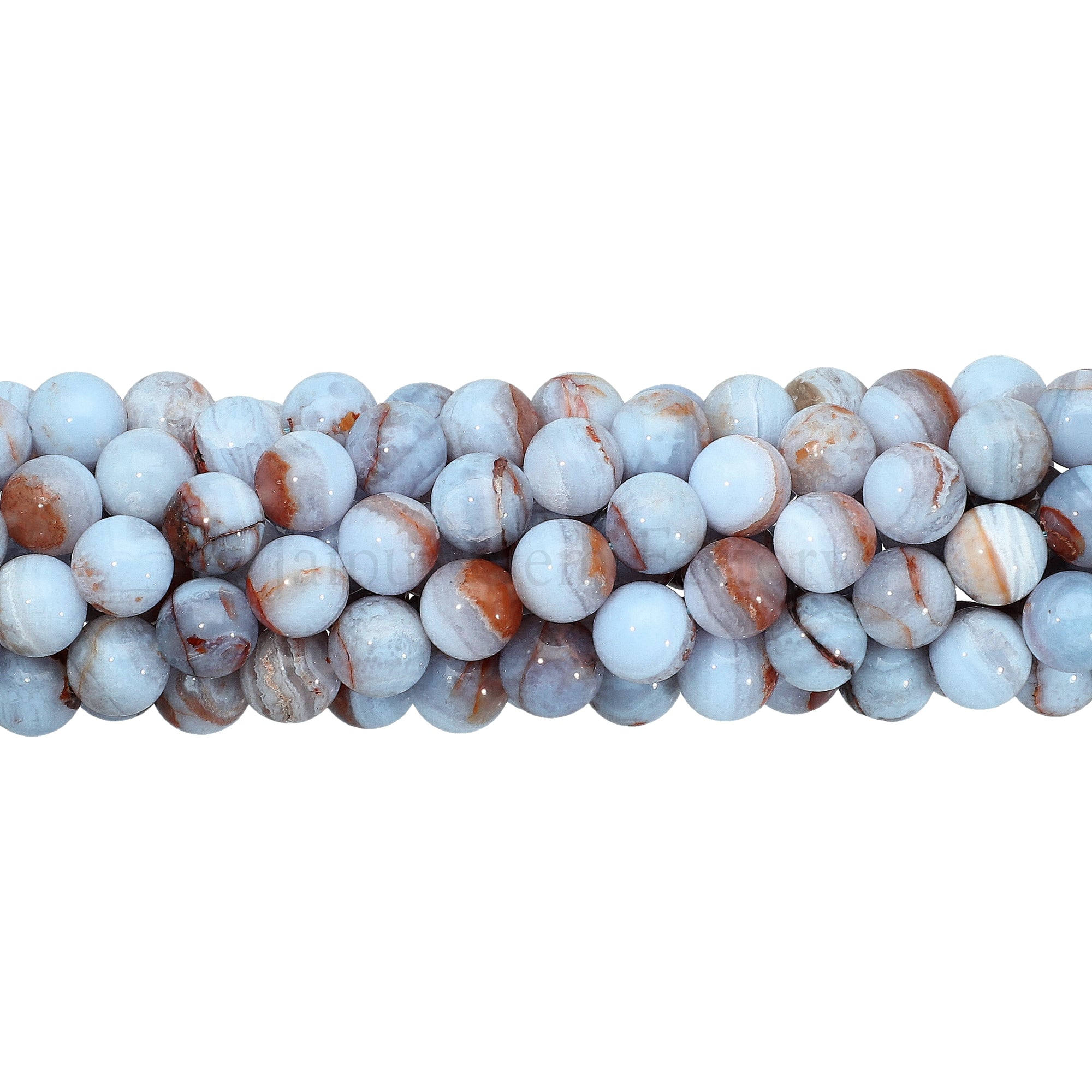 8 MM Blue Lace Agate Smooth Round Beads 14 Inches Strand