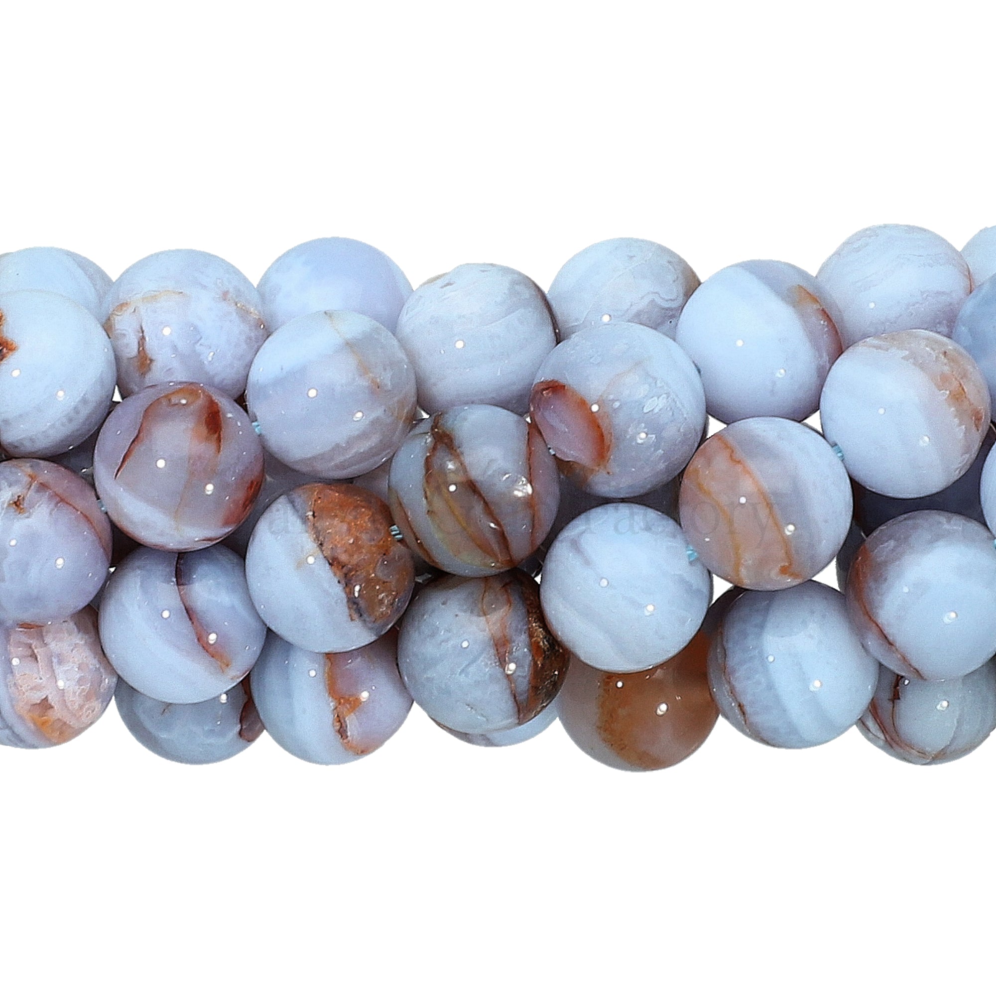 8 MM Blue Lace Agate Smooth Round Beads 14 Inches Strand