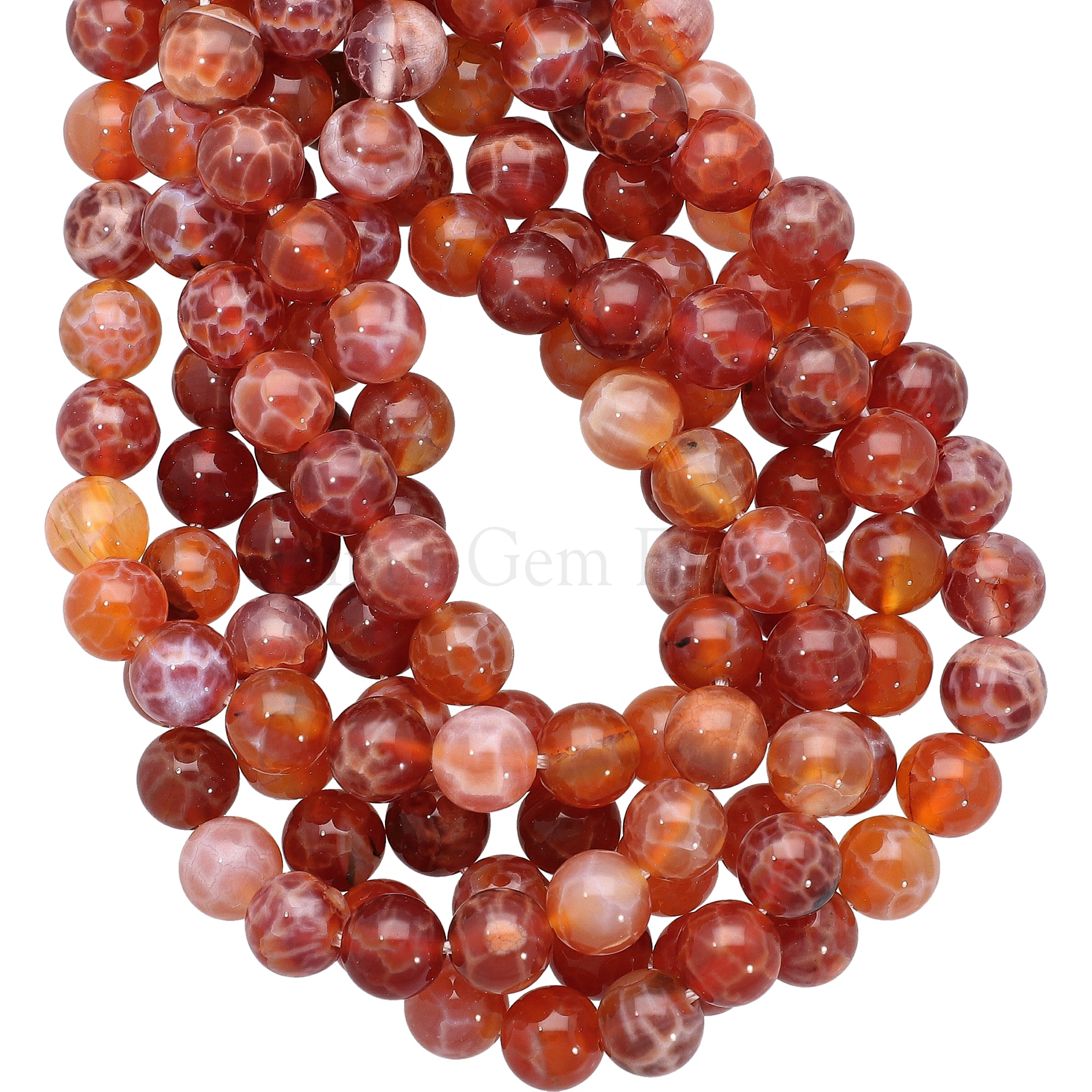 8 MM Fire Agate Smooth Round Beads 14 Inches Strand