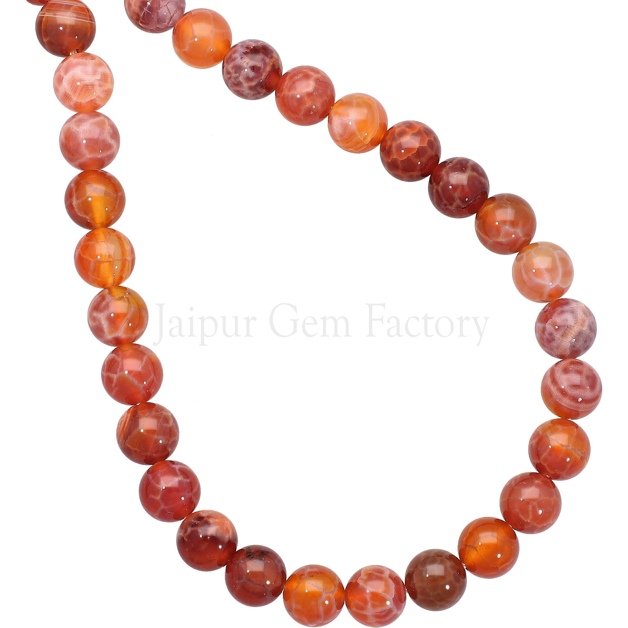 8 MM Fire Agate Smooth Round Beads 14 Inches Strand