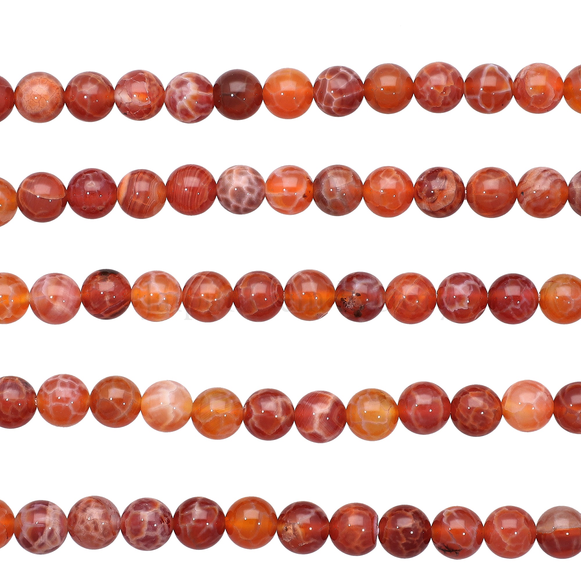8 MM Fire Agate Smooth Round Beads 14 Inches Strand