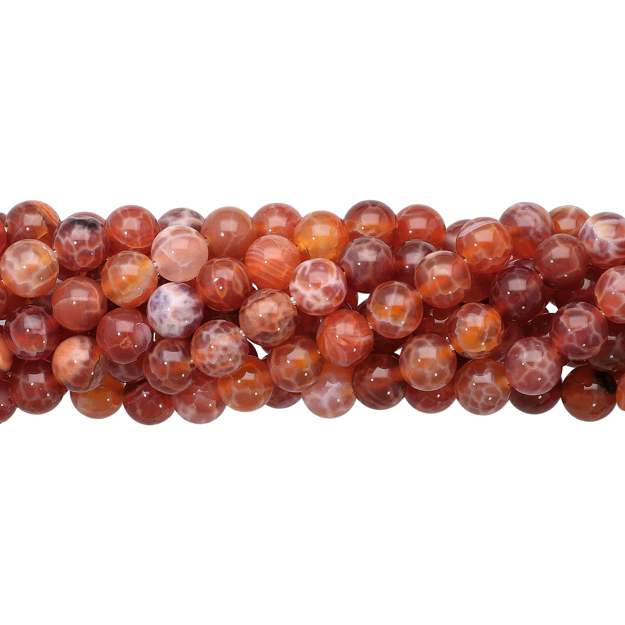 8 MM Fire Agate Smooth Round Beads 14 Inches Strand