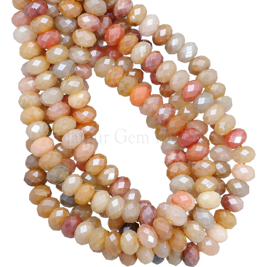 Multicolor Jade Faceted Rondelle Beads 14 Inches Strand