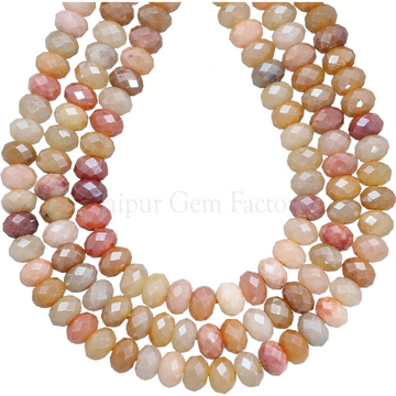 Multicolor Jade Faceted Rondelle Beads 14 Inches Strand