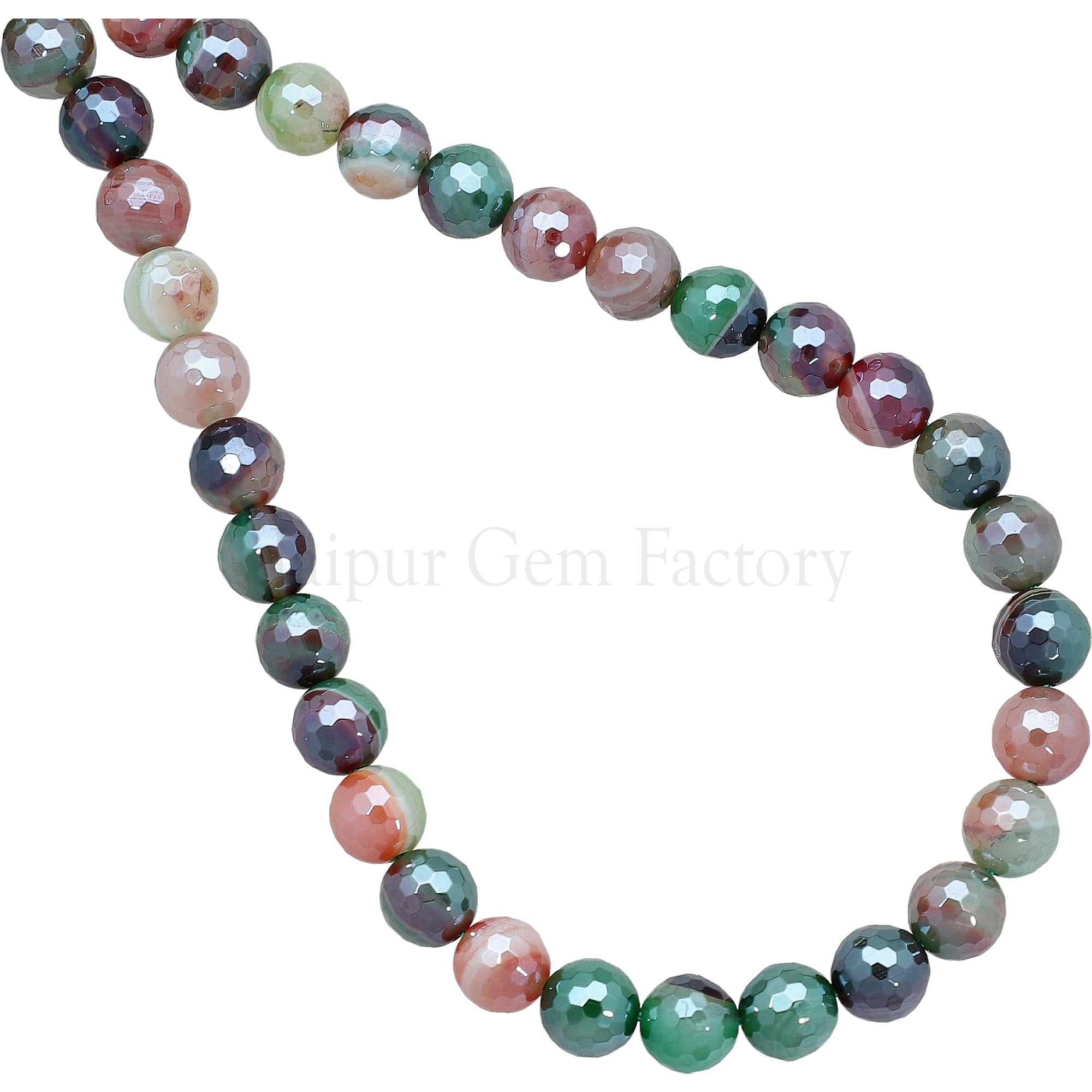 8 MM Mystic Coated Agate Faceted Round Beads 14 Inches Strand