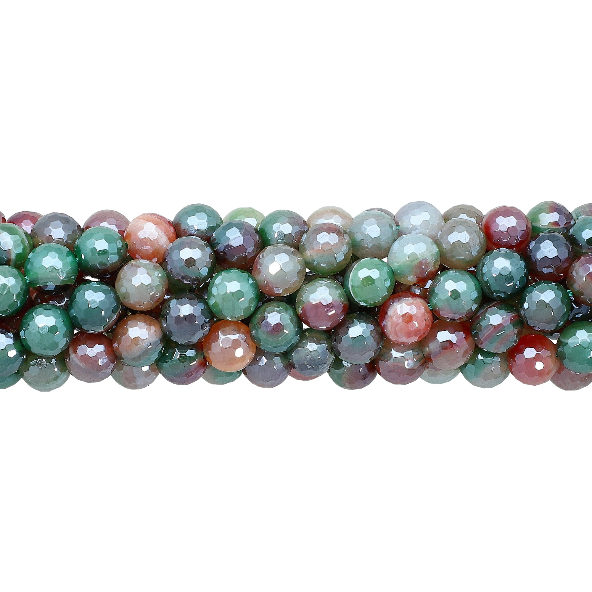 8 MM Mystic Coated Agate Faceted Round Beads 14 Inches Strand