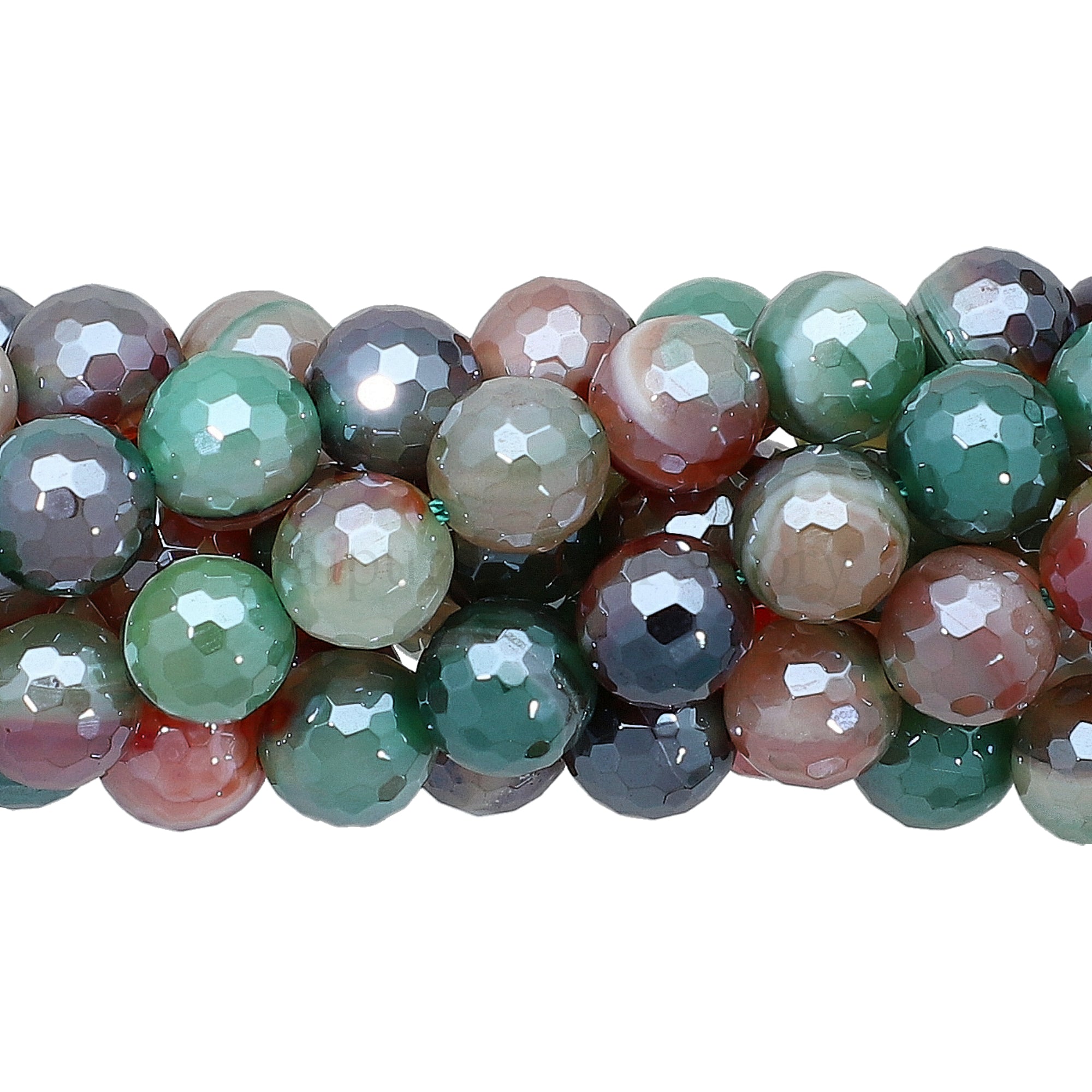 8 MM Mystic Coated Agate Faceted Round Beads 14 Inches Strand