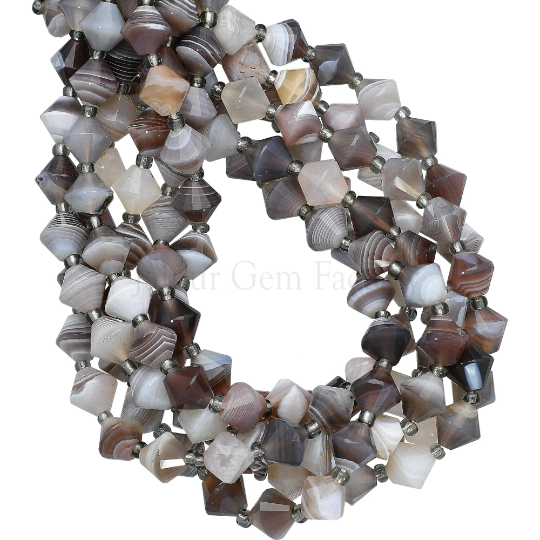 Zebra Agate Faceted Cone Beads 8x8mm 14 Inch Strand