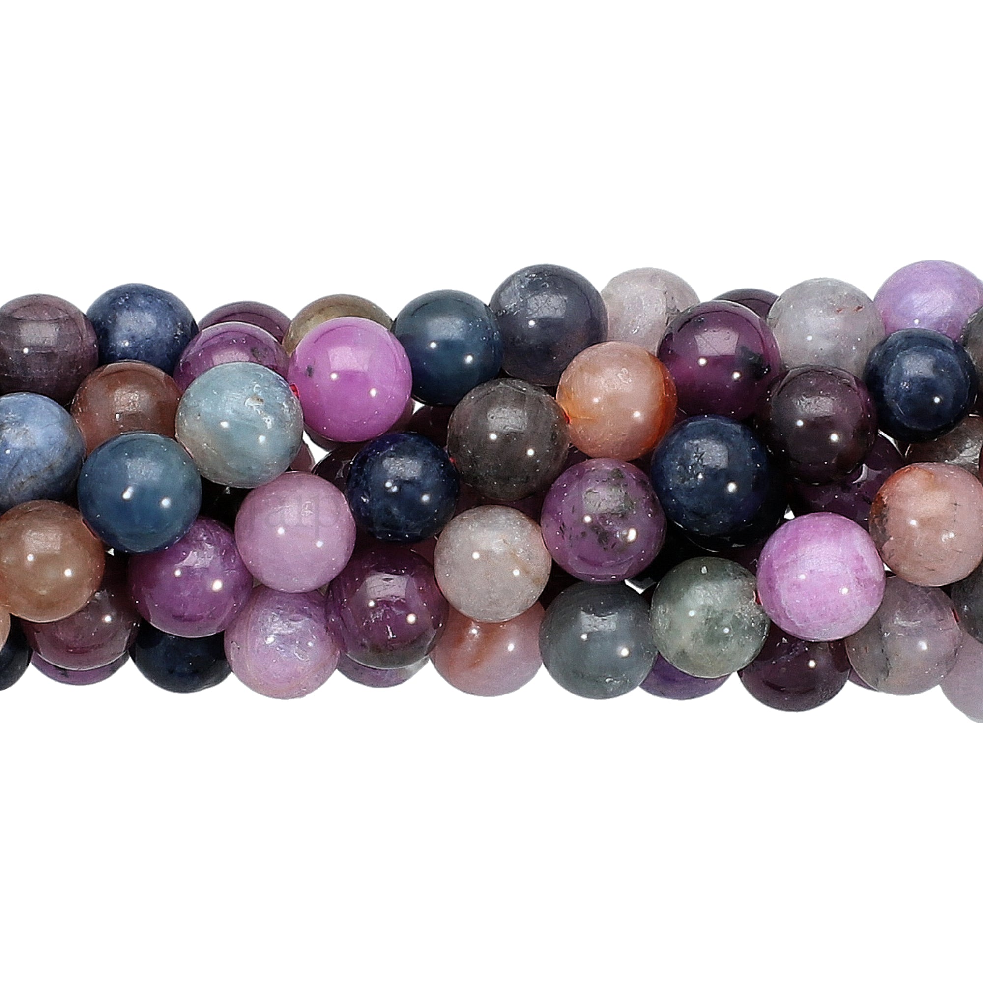 6 MM Natural Multi Sapphire Smooth Round Beads 15 Inches Strand