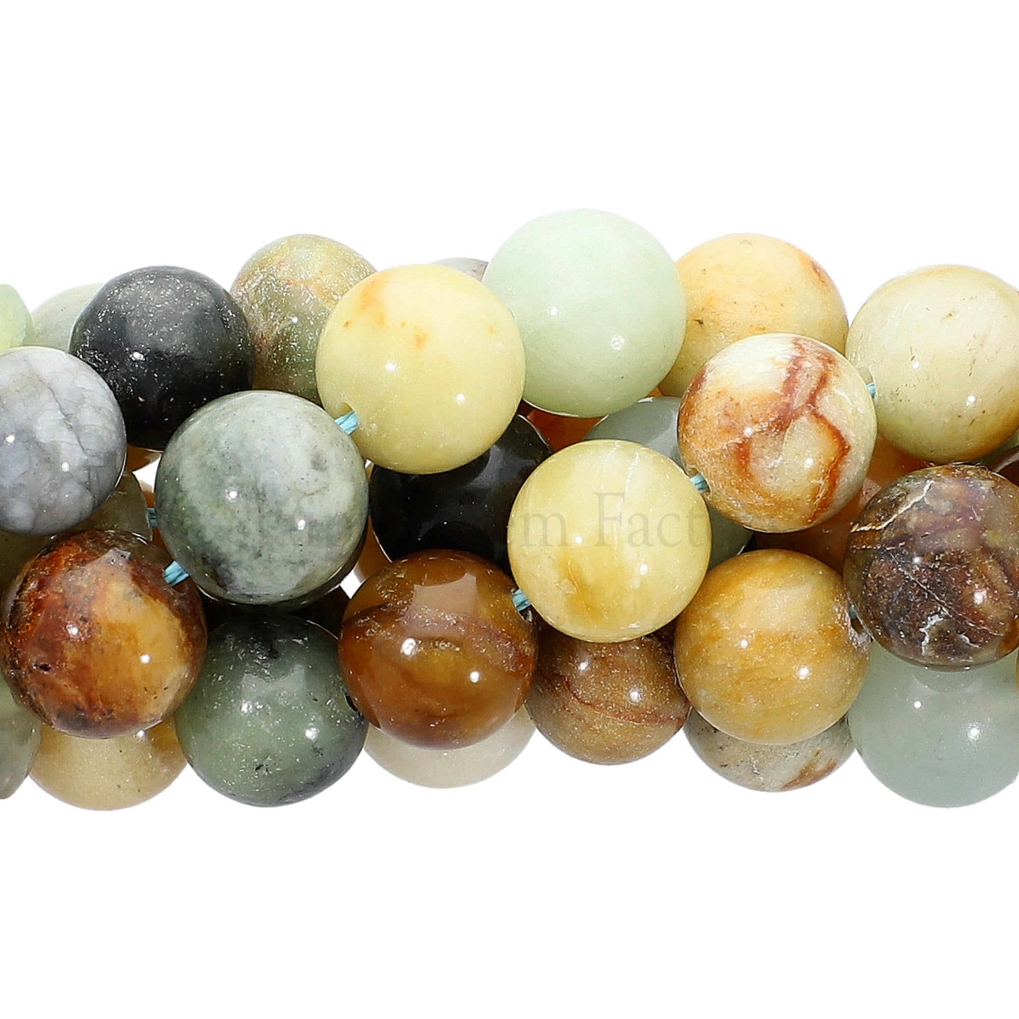 10 MM Flower Jade Smooth Round Beads 14 Inches Strand