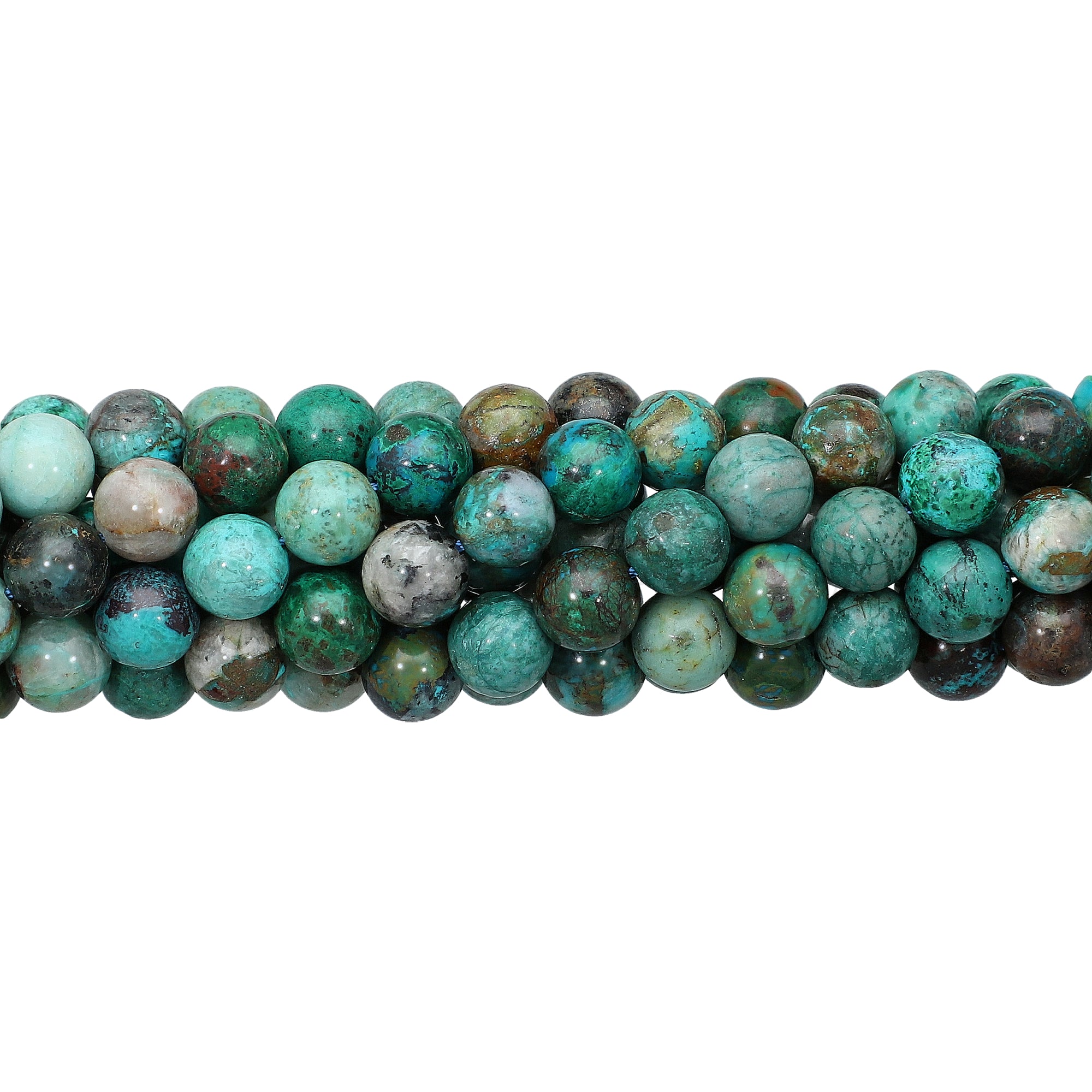 8 MM Natural Chrysocolla Smooth Round Beads 15 Inches Strand