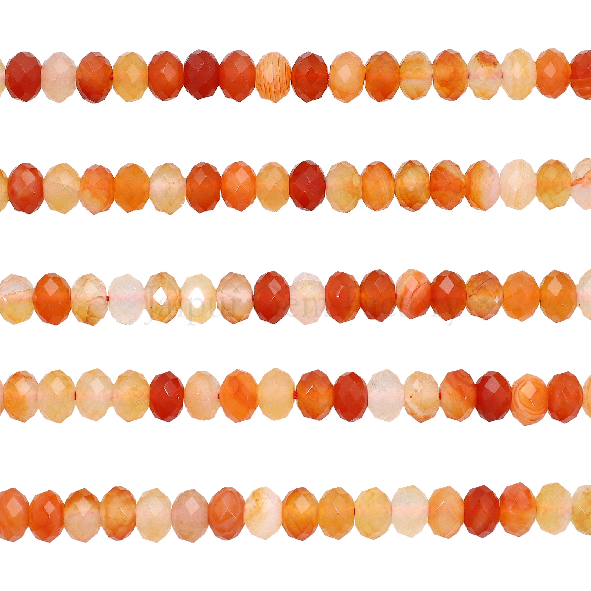8 MM Carnelian Faceted Rondelle Beads 14 Inches Strand