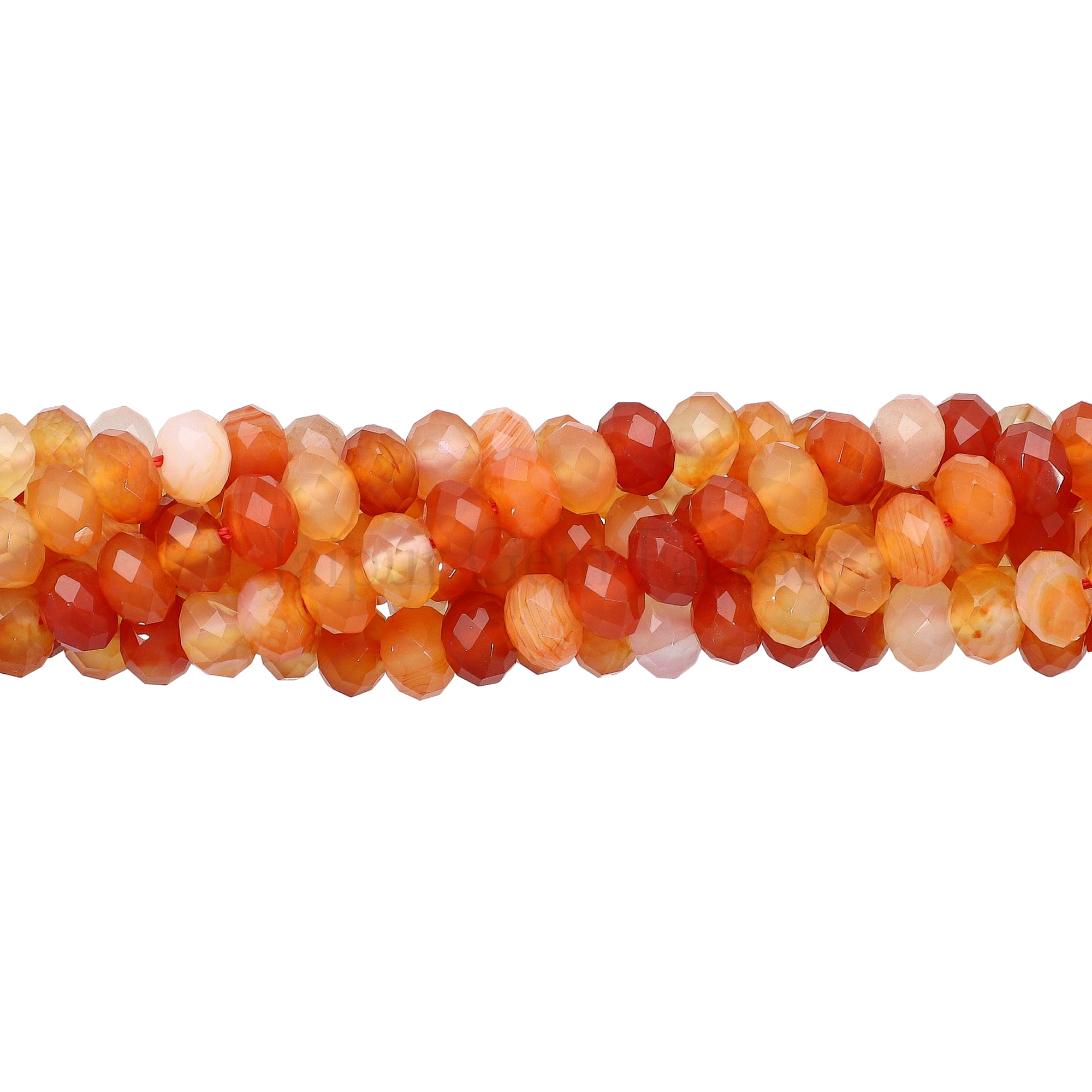 8 MM Carnelian Faceted Rondelle Beads 14 Inches Strand