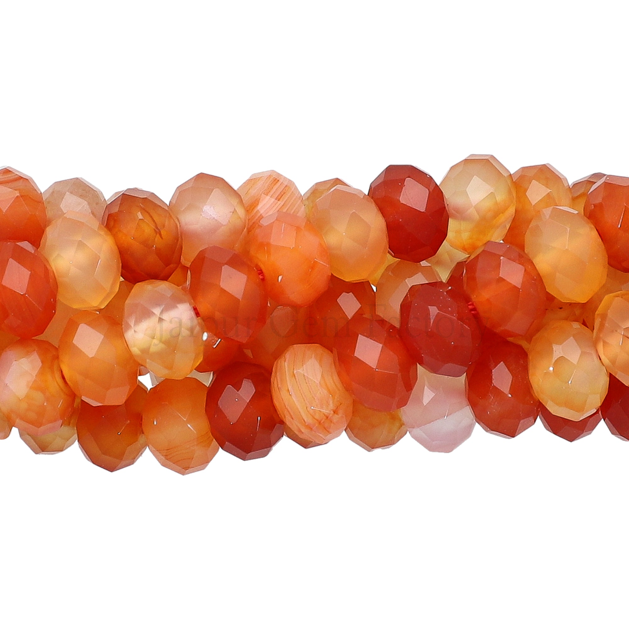 8 MM Carnelian Faceted Rondelle Beads 14 Inches Strand