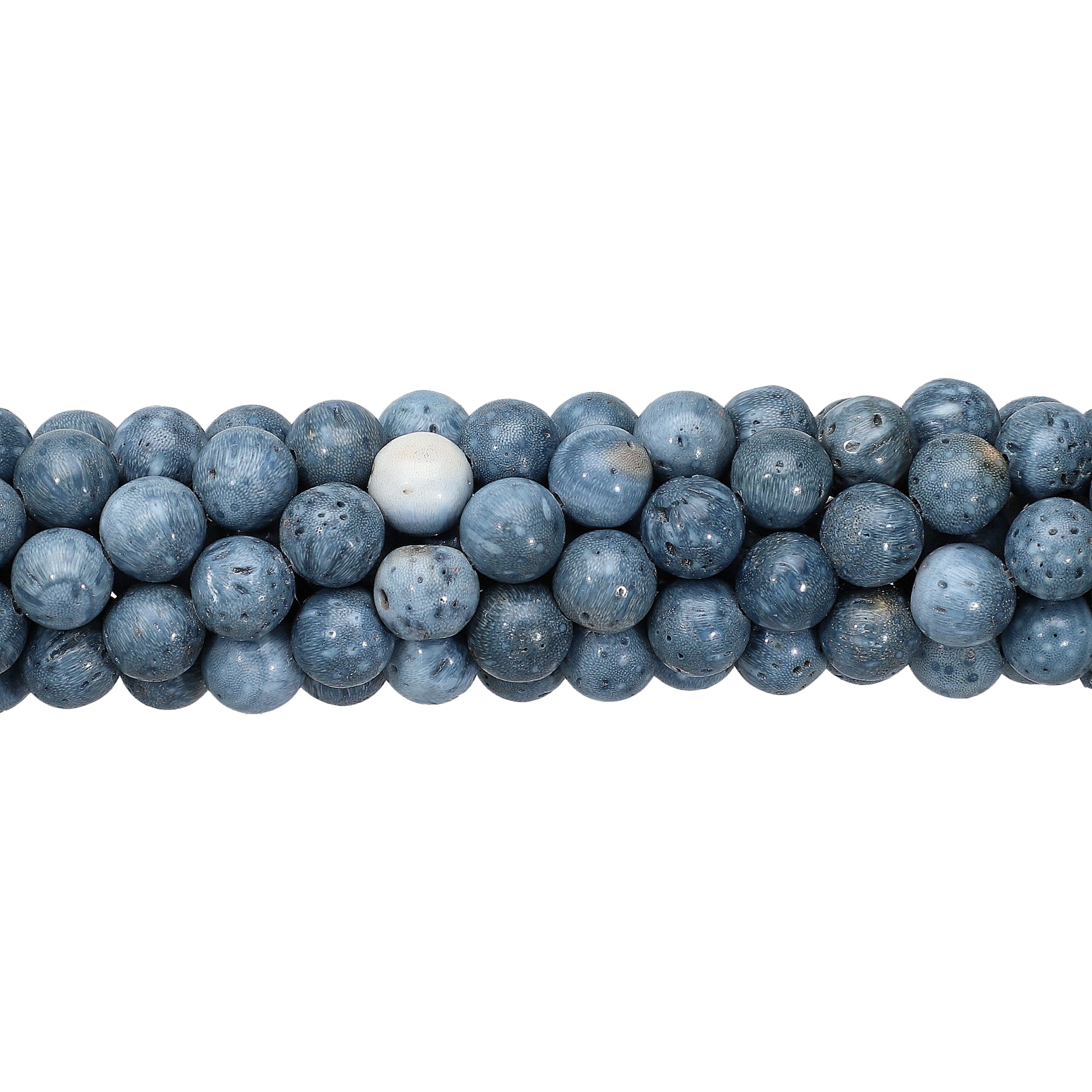 8 MM Blue Coral Smooth Round Beads 14 Inches Strand