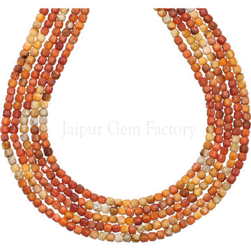2.5 MM Dyed Coral Faceted Box Beads 15 Inches Strand