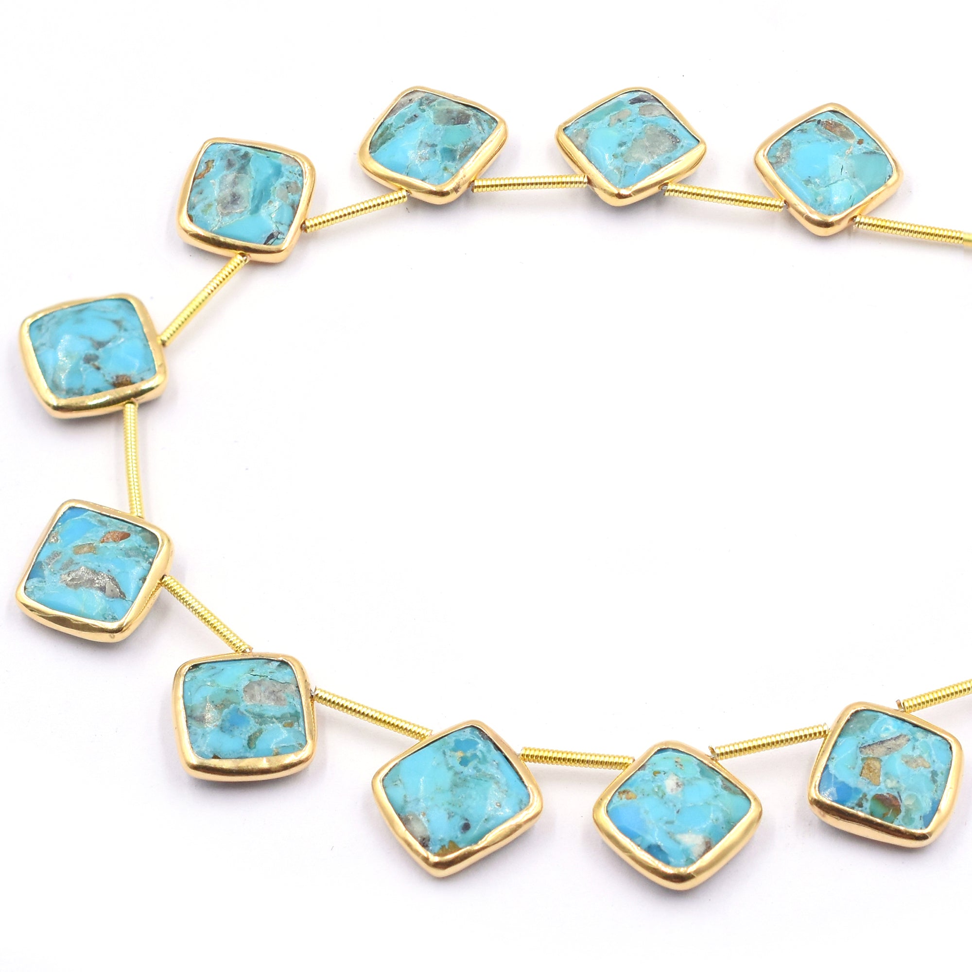 Cushion shaped turquoise beads