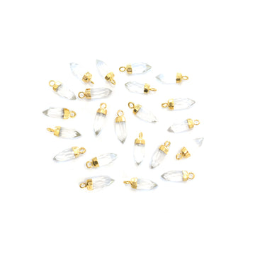 Crystal Quartz Bullet Pendant Set Gold Electroplated