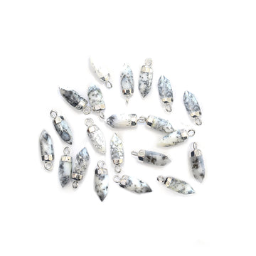 Dendritic Opal Bullet Pendant Set Silver Electroplated