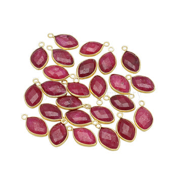 Bezel Dyed Ruby Faceted Marquise Pendant