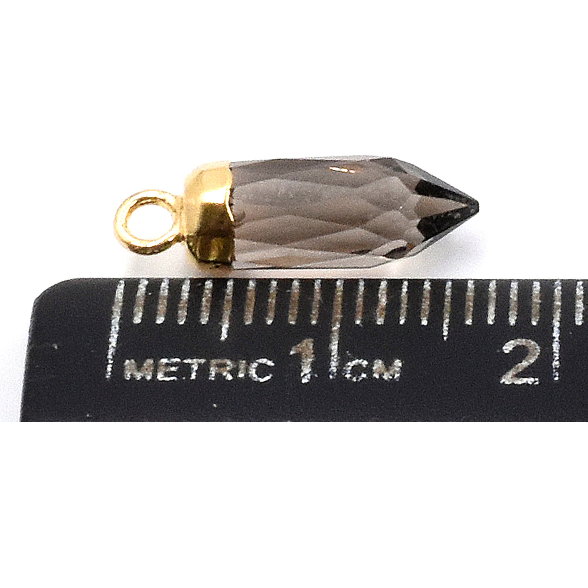 Elegant Bullet Shape Pendant in Smoky Quartz and Gold