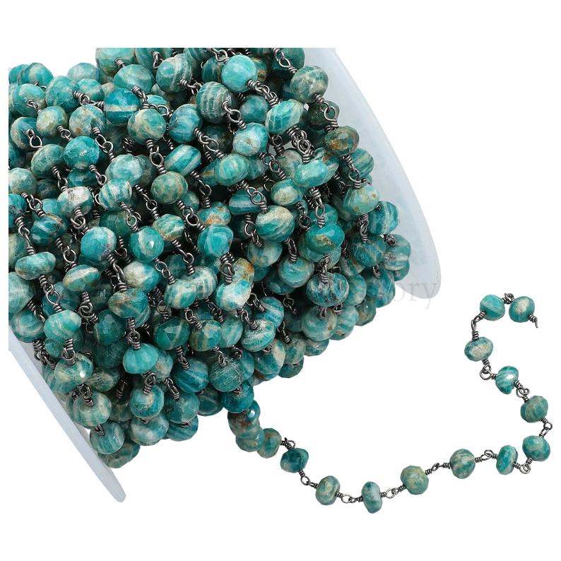 Faceted Amazonite Gemstone Chain by Foot