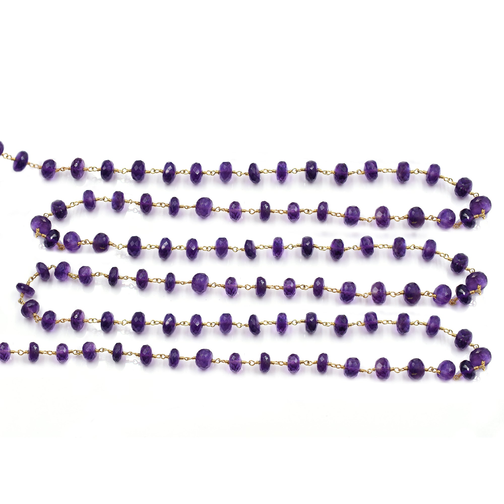 Faceted Amethyst Rondelle Gemstone Chain – Sold by Foot