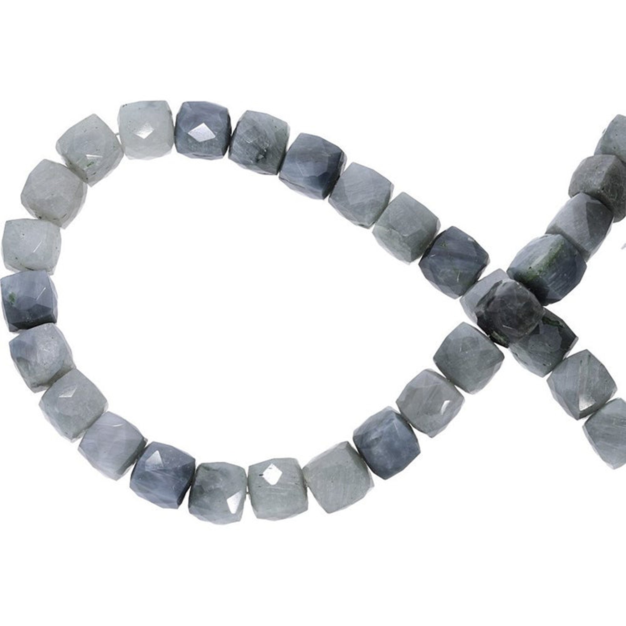 Faceted Cube Gray Gemstone Beads