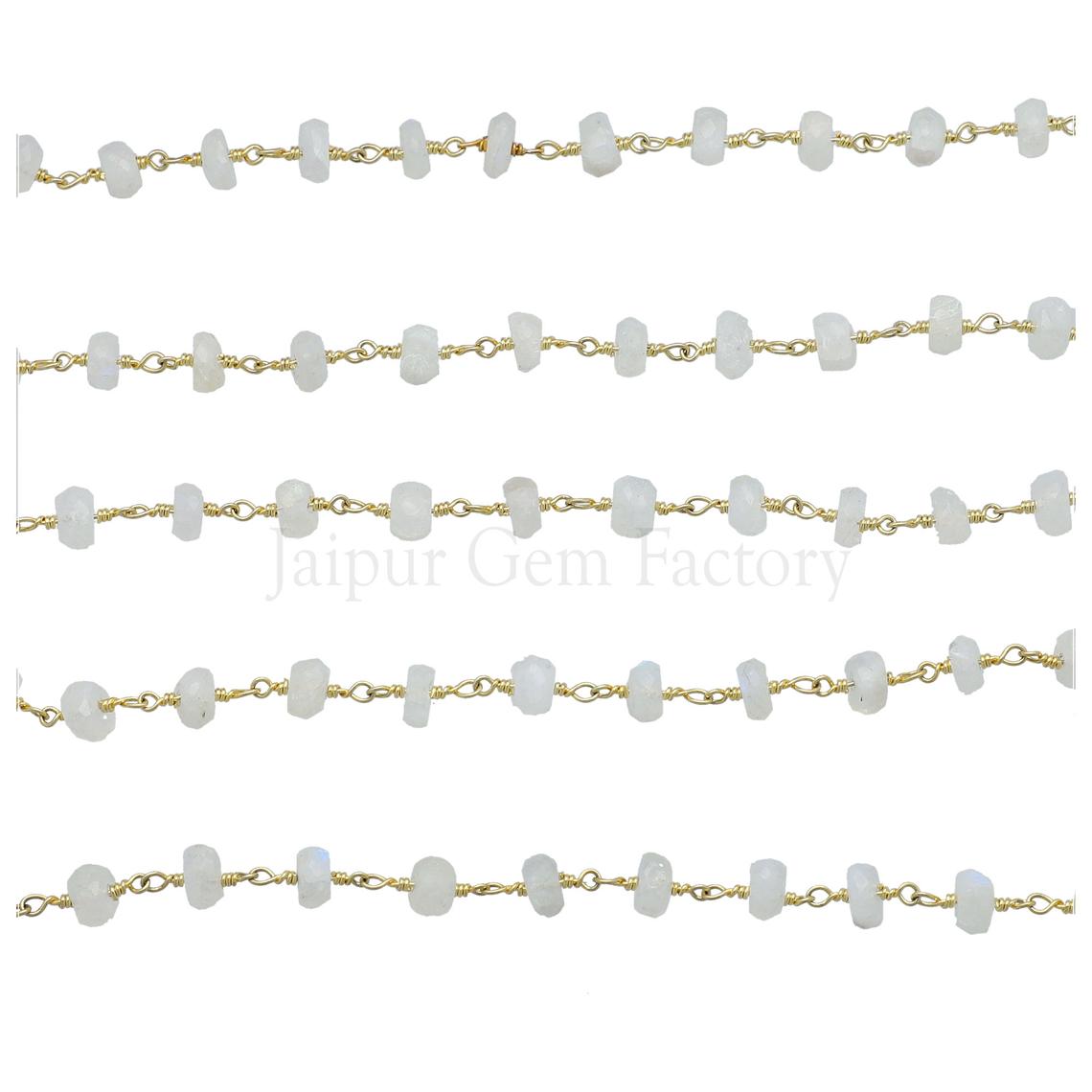 Faceted Rainbow Rondelle Beads Gold Plated Chain