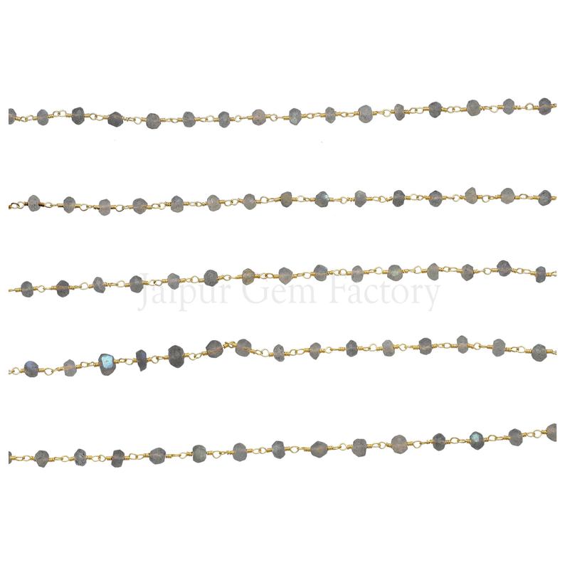 Faceted Rondelle Bulk Beads on Gold Plated Chain