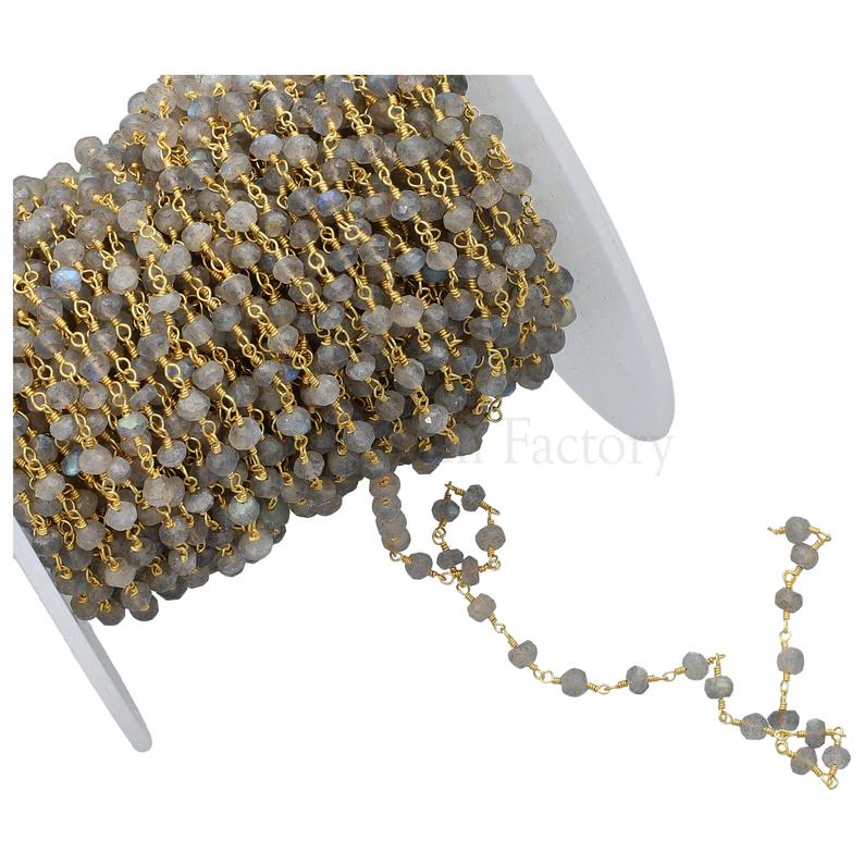 Faceted Rondelle Beads on Gold Plated Chain