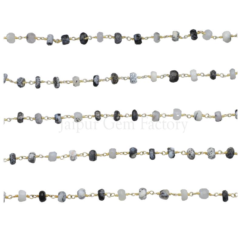 Faceted Rondelle Gemstone Beads Gold Chain