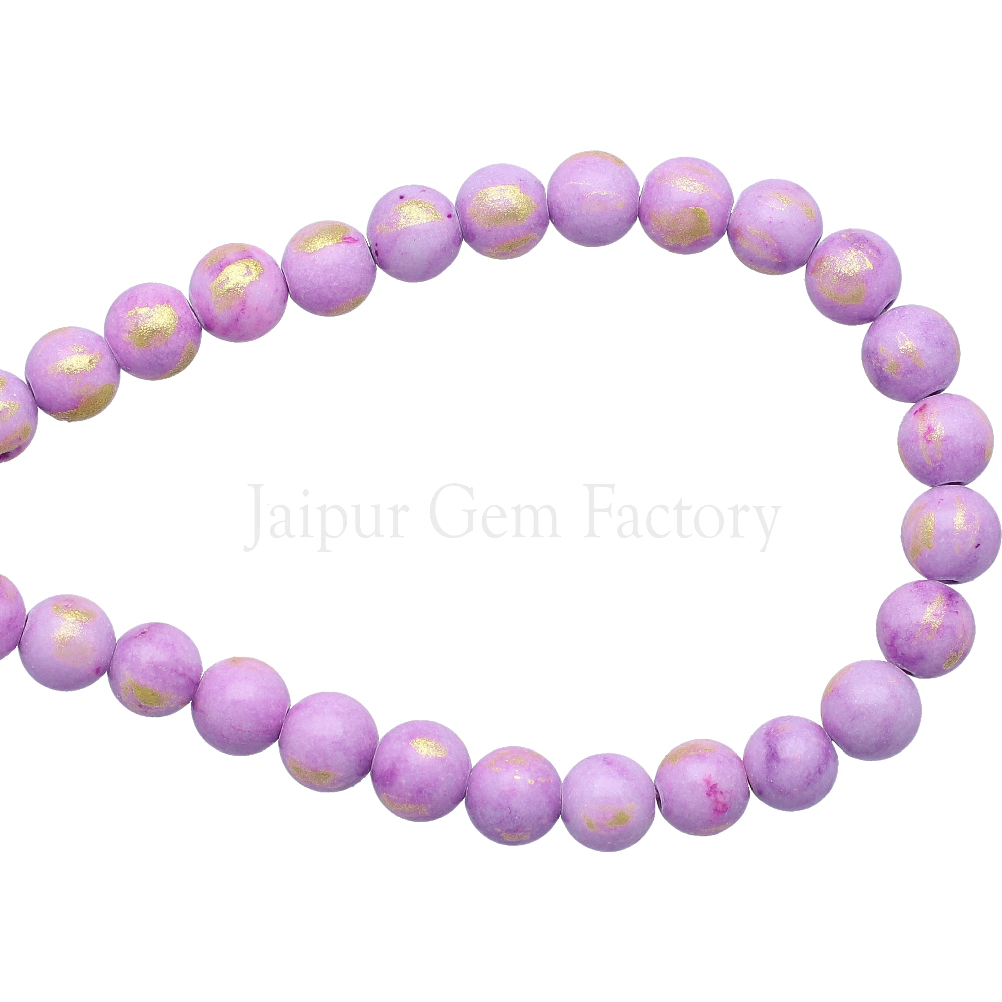 8 MM Gold Leafed Jade Smooth Round Beads 15 Inches Strand