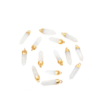 Gold Electroplated Rainbow Moonstone Pendant