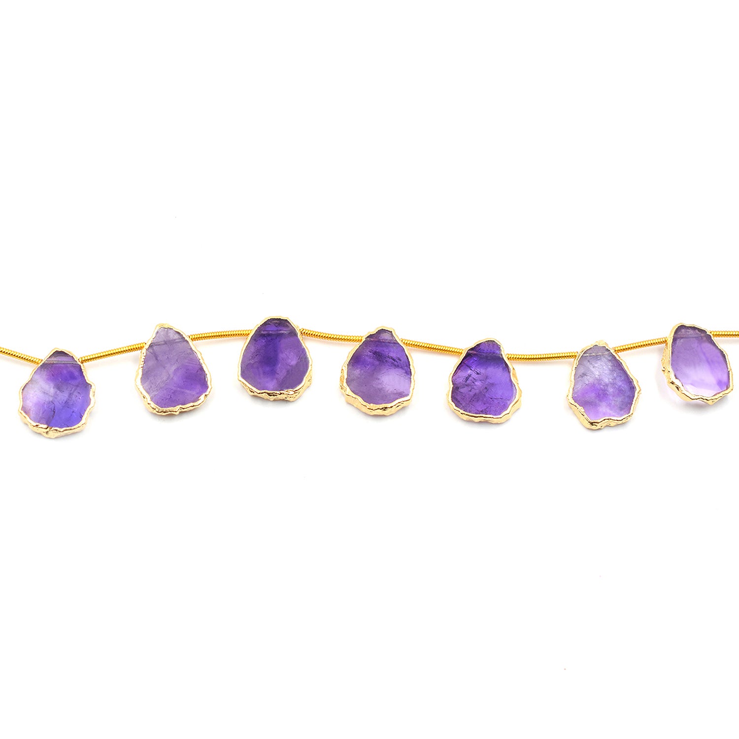 Gold Electroplated Uneven Amethyst Beads Strand – 15x11MM