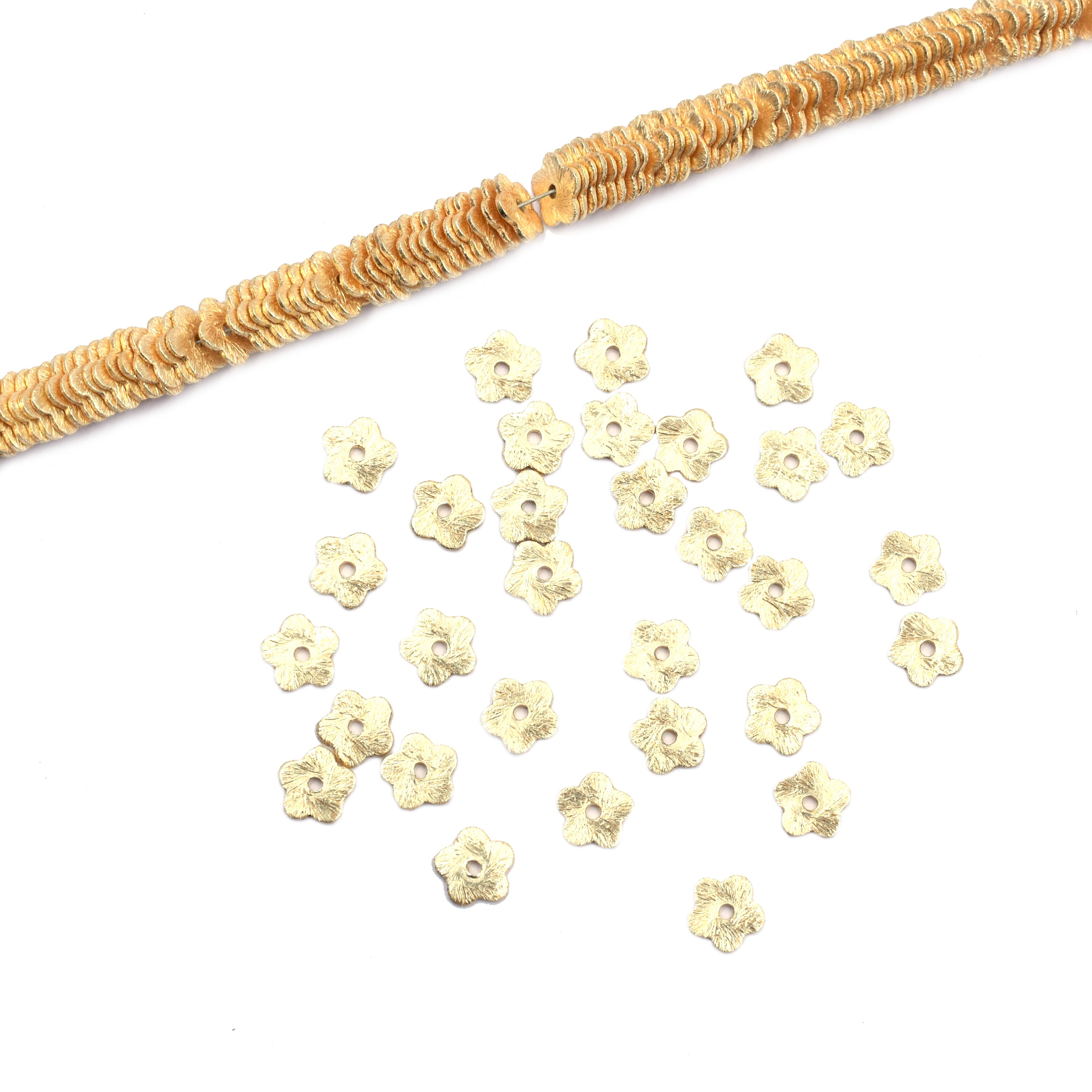 Gold Plated Brass Flower Beads