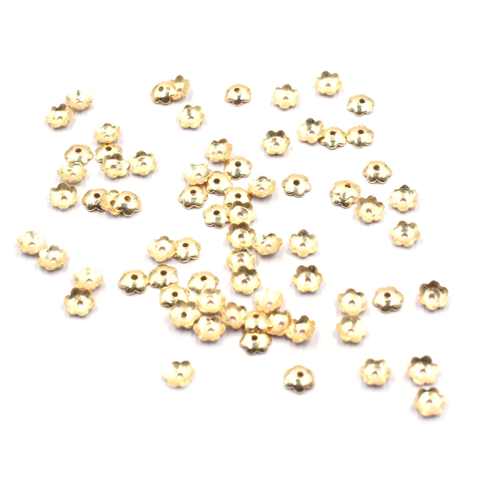 Gold copper bead caps – 6mm
