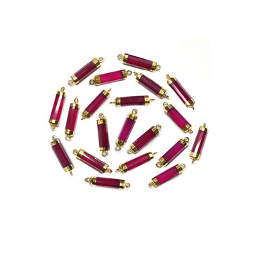 Gold electroplated fuchsia beads connector