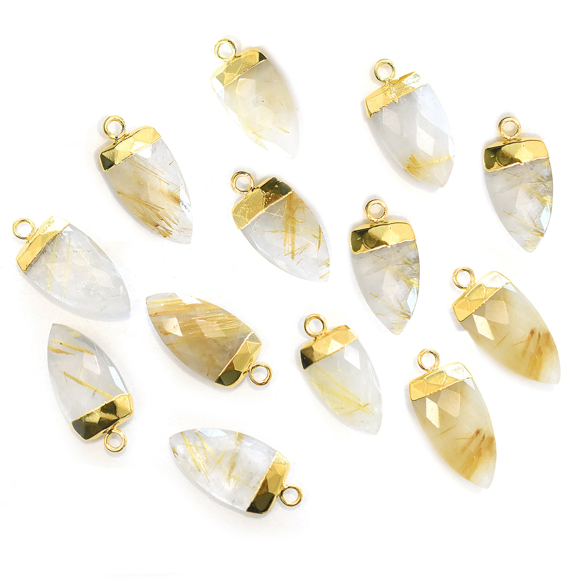 Gold electroplated Golden Rutilated arrow pendant