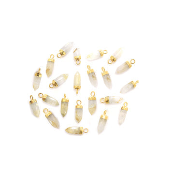 Golden Rutilated Quartz Bullet Pendant Set in Gold