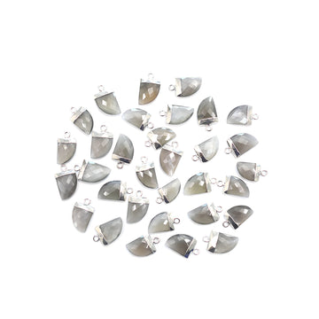 Gray moonstone horn pendant for jewelry making